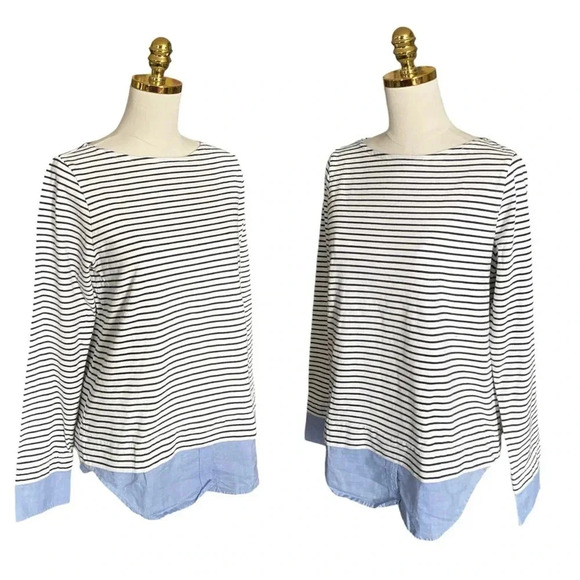 J.CREW Mercantile | Cuffed Striped Boatneck 100% Cotton Shirt Size  Medium - Picture 6 of 11